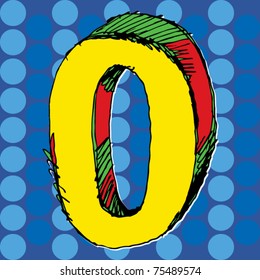 pop-art alphabet, hand drawn letter O