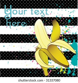 Pop-art banana on the stripes