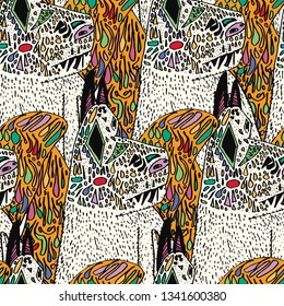 Pop-art butterfly dogs illustrated, seamless pattern. Pastel pattern for fabrics, children, wall hangings, gift wrapping, stationery, and interior design. For more, please visit www.danmaridesign.com.