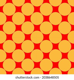 Arte pop, amarillo cómico y rojo punteado, círculos perfectamente repetibles. Ilustración de arte retro de los años 50 y 60, puntillista, puntillista y rígido