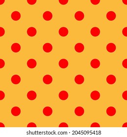 Pop-art, comic yellow and red dotted, circles seamlessly repeatable pattern. Pointillist, pointillism and stipple, stippling 1950s, 1960s retro art illustration