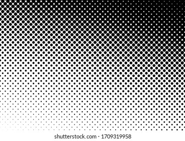 Pop-Art-Dots-Hintergrund. Schwarz-Weiß-Textur. Monochrome Overlay wurde ausgeblendet. Grunge Muster. Vektorillustration