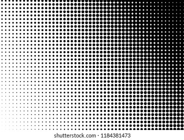 Pop-art Dots Background. Distressed Abstract Texture. Gradient Black and White Backdrop. Points Grunge Overlay. Vector illustration