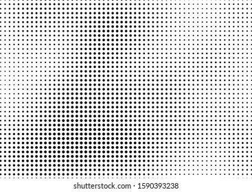 Pop-art Dots Background. Distressed Points Overlay. Black and White Grunge Pattern. Modern Gradient Texture. Vector illustration