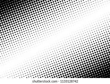 Pop-art Dots Background. Gradient Abstract Pattern. Black and White Backdrop. Distressed Points Texture. Vector illustration