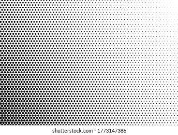 Fondo de puntos pop-art. Textura con problemas de degradado. Fondo ondulado monocromo. Superposición de puntos de semitono. Ilustración del vector