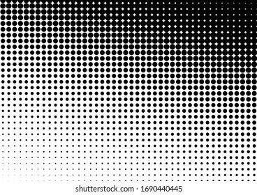 Pop-art Dots Background. Gradient Pattern. Halftone Overlay. Black and White Backdrop. Vector illustration