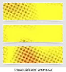 Pop-art dotted retro style yellow flyer collection old comic book polka dot template. Vector illustration