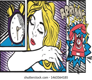 Popart Drawing Of Sleeping Woman, T Shirt Print Design