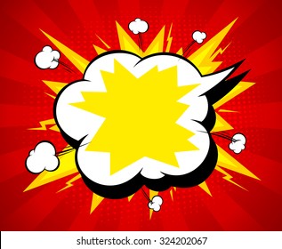 Pop-art explosive speech bubble vector backdrop.