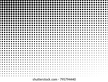 Pop-art Halftone Background. Grunge Gradient Pattern. Black and White Distressed Texture. Abstract Backdrop. Vector illustration