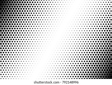 Pop-art Halftone Background. Vintage Modern Backdrop. Gradient Black and White Overlay. Fade Points Pattern. Vector illustration