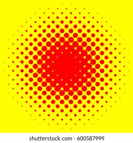 Popart, halftone pattern, background. Yellow and red, duotone backdrop