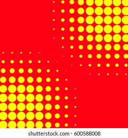 Popart, halftone pattern, background. Yellow and red, duotone backdrop