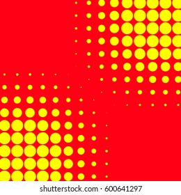 Popart, halftone pattern, background. Yellow and red, duotone backdrop