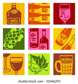 pop-art objects - wine and alcohol