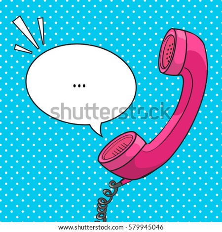 Pop-art phone handset, with speech bubble