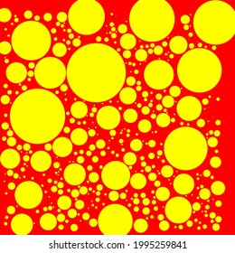 Popart red and yellow, duotone random dots, circles. Dotted vector element, pattern