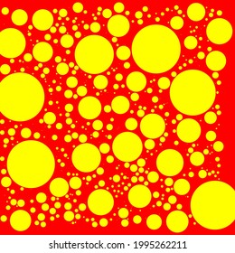Popart red and yellow, duotone random dots, circles. Dotted vector element, pattern