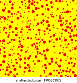 Popart Red And Yellow, Duotone Random Dots, Circles. Dotted Vector Element, Pattern