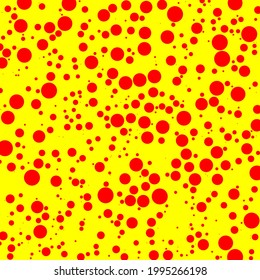 Popart red and yellow, duotone random dots, circles. Dotted vector element, pattern