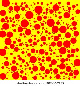 Popart red and yellow, duotone random dots, circles. Dotted vector element, pattern
