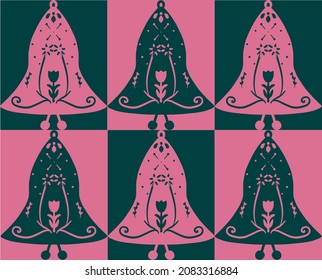 pop-art in scandinavian style  with e christmas bells. suitable for christmas decoration, postcard, print