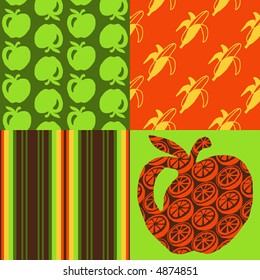 Pop-art seamless patterns - fruits - others of same series : http://www.shutterstock.com/lightboxes.mhtml?lightbox_id=625018