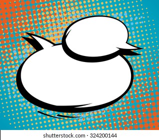 Pop-art speech bubbles against dotted backdrop