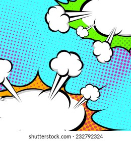 Pop-Art speech clouds abstract retro style banner - comics book abstract background. Vector illustration