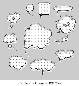 estilo de arte pop hablar nubes conjunto de gráficos de tinta