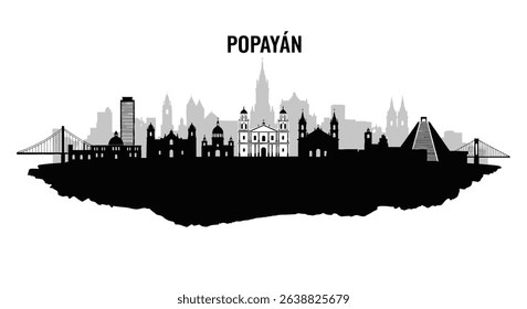 Popayn City Skyline with Colombia, and Vector.