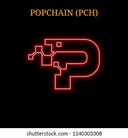 POPCHAIN (PCH) Cryptocurrency Symbol. Vector Illustration Eps10 Isolated On Black Background