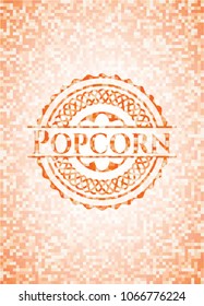  Popcorn abstract orange mosaic emblem with background