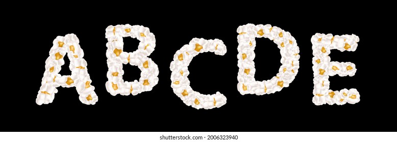 Popcorn alphabet. Part 1. Set of vector illustrations