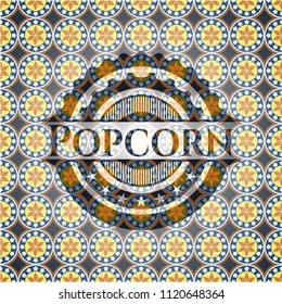 Popcorn arabic style emblem. Arabesque decoration.