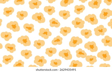 Plano de fundo pipoca. Pipoca padrão sem costura.  Vetor pipoca