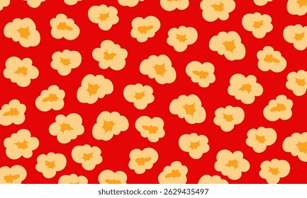 Plano de fundo pipoca. Pipoca padrão sem costura.  Vetor pipoca