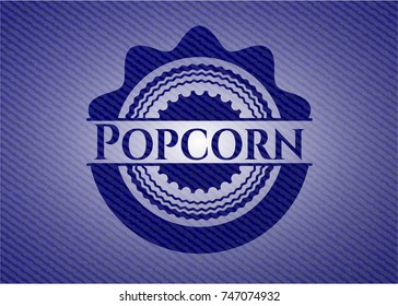 Popcorn badge with denim background