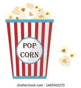 Popcorn bag. Cinema icon in flat design style.