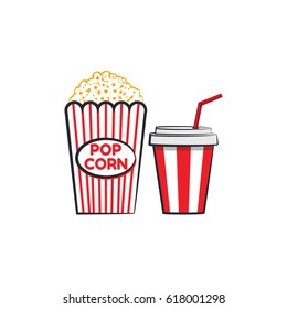 Popcorn bag and cup of soda icons