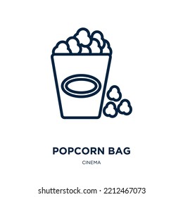 popcorn bag icon from cinema collection. Thin linear popcorn bag, movie, popcorn outline icon isolated on white background. Line vector popcorn bag sign, symbol for web and mobile