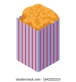 Popcorn bag icon. Isometric of popcorn bag vector icon for web design isolated on white background