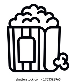 Popcorn bag icon. Outline popcorn bag vector icon for web design isolated on white background
