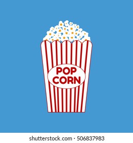 Popcorn bag on a blue background. Vector illustration