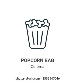Popcorn bag outline vector icon. Thin line black popcorn bag icon, flat vector simple element illustration from editable cinema concept isolated on white background