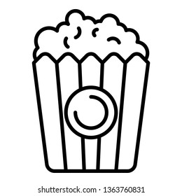 Popcorn basket icon. Outline popcorn basket vector icon for web design isolated on white background