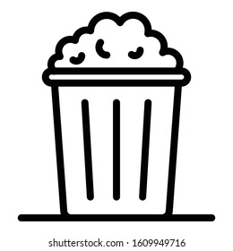 Popcorn basket icon. Outline popcorn basket vector icon for web design isolated on white background