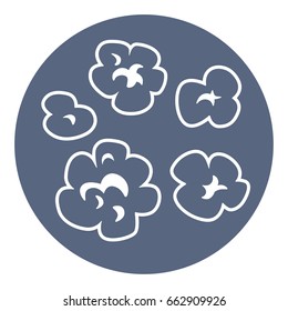 Popcorn. Black and white vector icons.