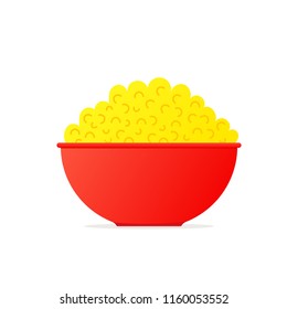 Popcorn in bowl icon. Food clipart isolated on white background